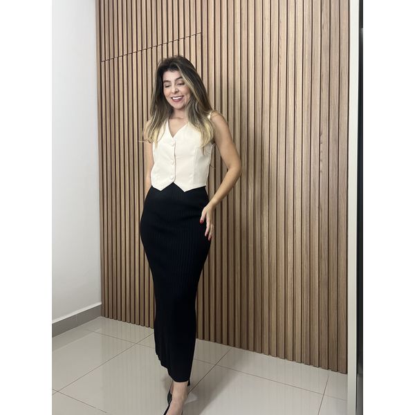 Saia Tricot Modal Preta