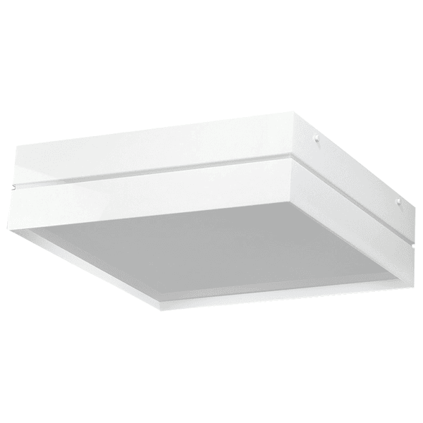 Plafon Quadrado Branco Com Friso 50x50cm Para 6 Lâmpadas E27 Acrílico Branco