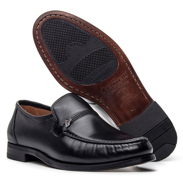 Clássico Mocassim Preto 001 Couro e Antiderrapante Tamanho 37