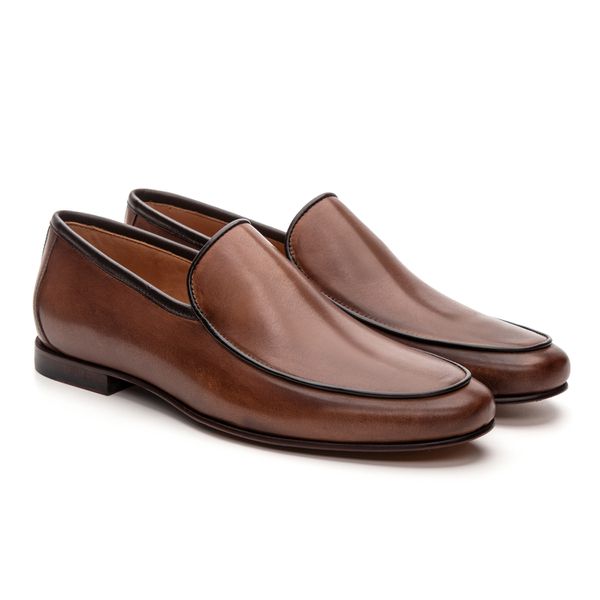 Mocassim Loafer Masculino Portofino Couro Whisky e... - JACOMETTI
