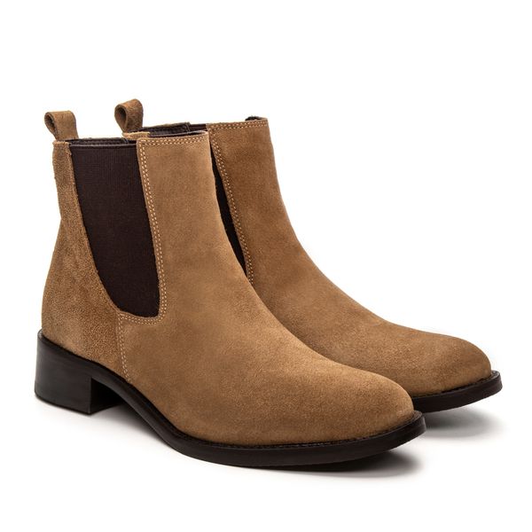 Bota Chelsea Feminina Brunella Camurça Caramelo - JACOMETTI