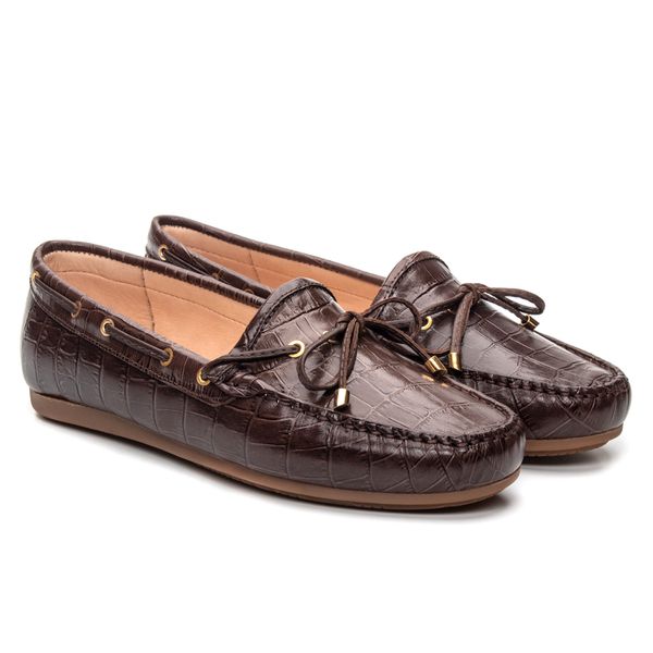 Mocassim Feminino Chiara Café Croco - JACOMETTI