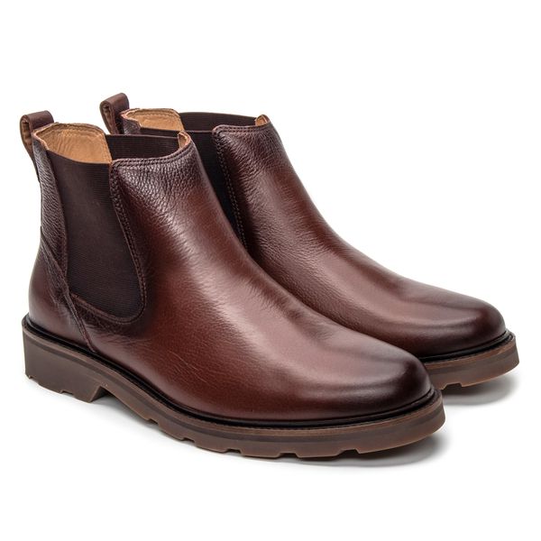 Bota Masculina Chelsea de Couro Pinhão - JACOMETTI