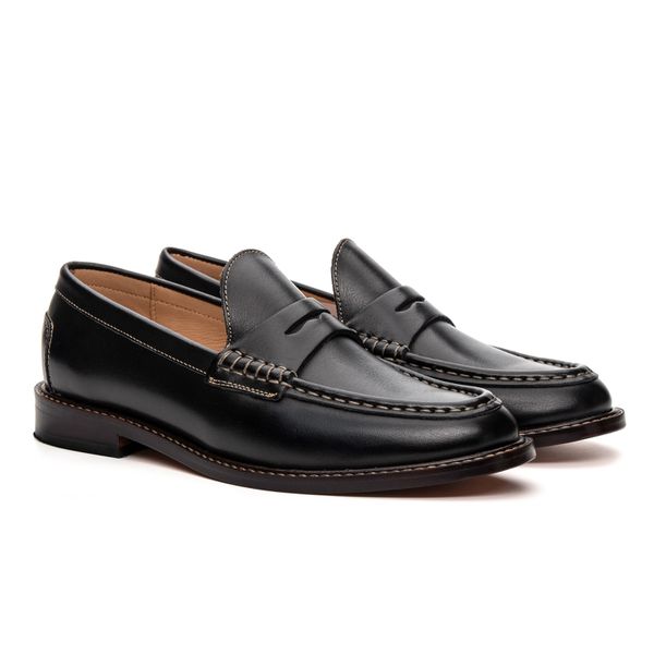 Mocassim Feminino Ornella Couro Preto com Costura ... - JACOMETTI