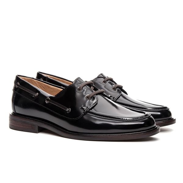 Mocassim Náutico Feminino Boboli Couro Box Preto c... - JACOMETTI