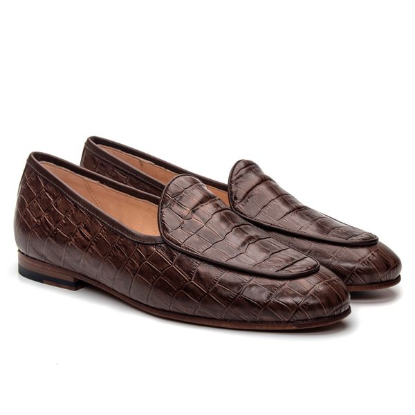 Sapato Feminino Loafer Costanza Café Croco - JACOMETTI