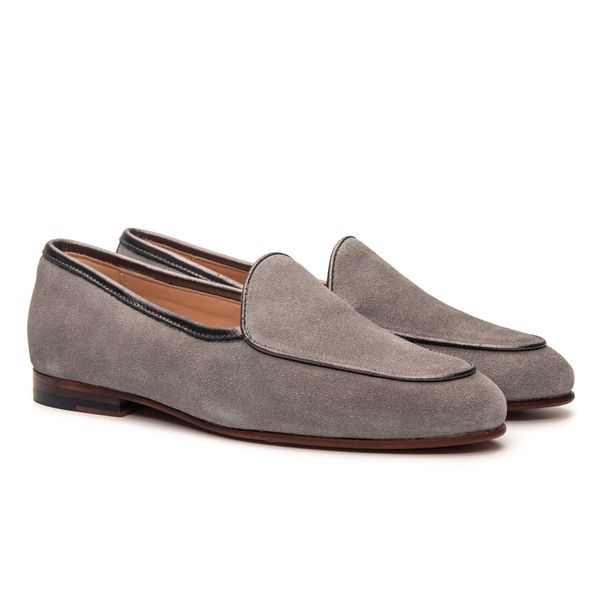 Sapato Feminino Loafer Costanza Suede Cinza - JACOMETTI