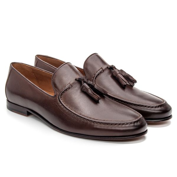 Mocassim Masculino de Couro Moca 194047 - JACOMETTI