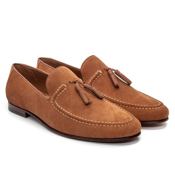 Mocassim Masculino de Couro Camurça Whisky 194047 - JACOMETTI