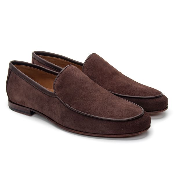 Mocassim Masculino de Couro Camurça Terra 194048 - JACOMETTI