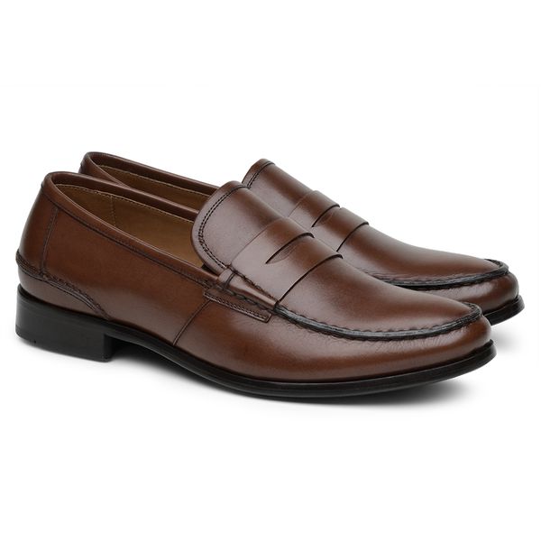 Mocassim Argentino Masculino de Couro Havana 4304 - JACOMETTI