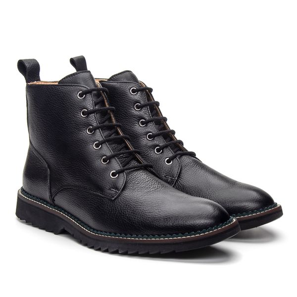 Bota Derby Masculina de Couro Turim com Cadarço Pr... - JACOMETTI