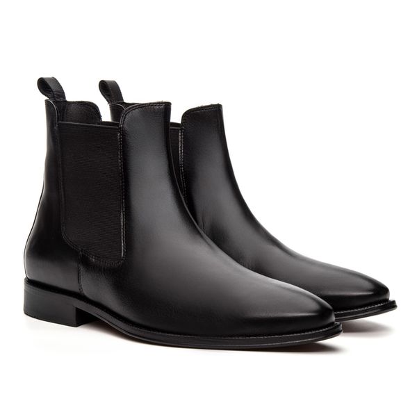 Bota Social Masculina Chelsea Torino em Couro Pret - JACOMETTI