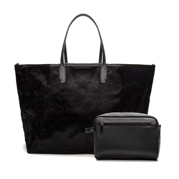 Bolsa Feminina Rina Pelo Preto Grande - JACOMETTI