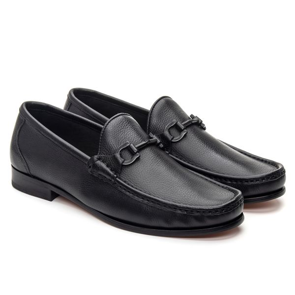 Mocassim Black Floater Preto Solado de Couro GJ01 ... - JACOMETTI