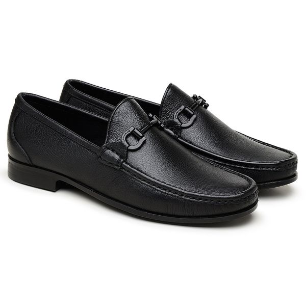 Mocassim Black Floater Preto Solado de Borracha GJ01 BR-BK