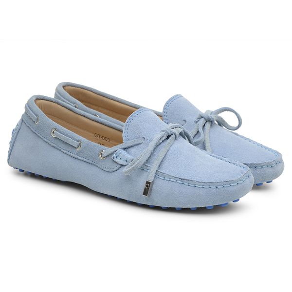 Mocassim Feminino Drive Camurça Azul Claro GT001 - JACOMETTI