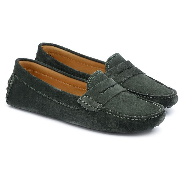 Mocassim Feminino Drive Verde Militar Gt003