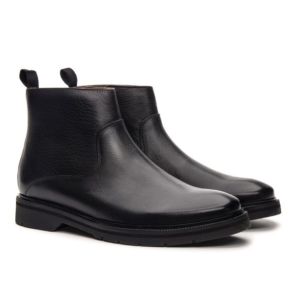 Bota Masculina Torrione com Zíper de Couro Preto - JACOMETTI