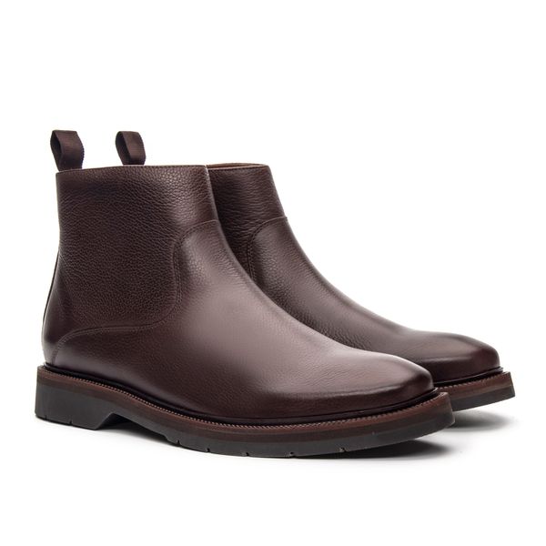 Bota Masculina Torrione com Zíper de Couro Brown - JACOMETTI