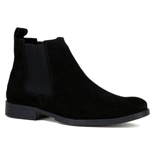 Bota Chelsea Couro Masculina Preta 777