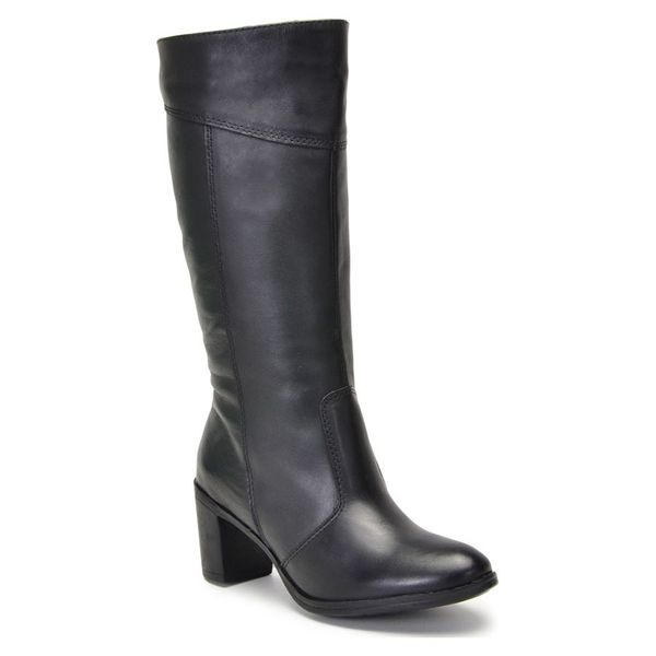 Bota Montaria Feminina Cano Alto Em Couro Preta 2001-01