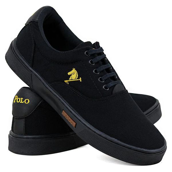 Sapatênis Masculino Casual Urbano Todo Preto Polo Joy 020