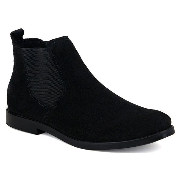 Bota Chelsea Preta Couro Camurça Masculina 502