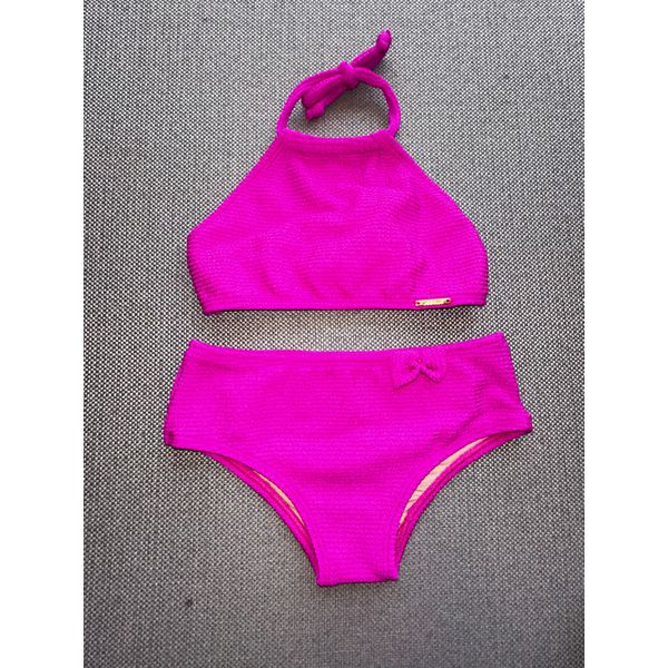 Conjunto Biquíni Infantil Plisse Rosa