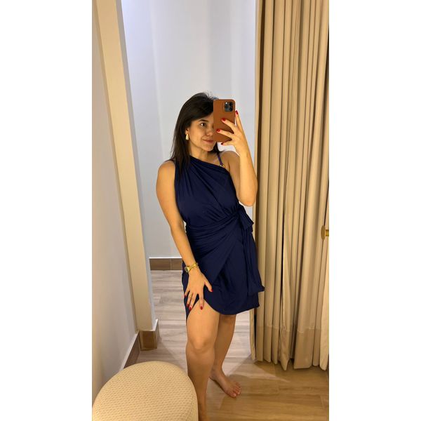 Saia Pareô Longa Azul Marinho