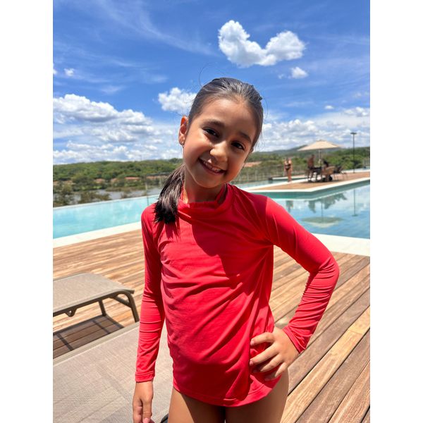 Blusa Infantil Manga Longa Proteção UV Coral - Unissex