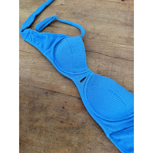 Biquíni﻿ Avulso Meia Taça Azul Texturizado