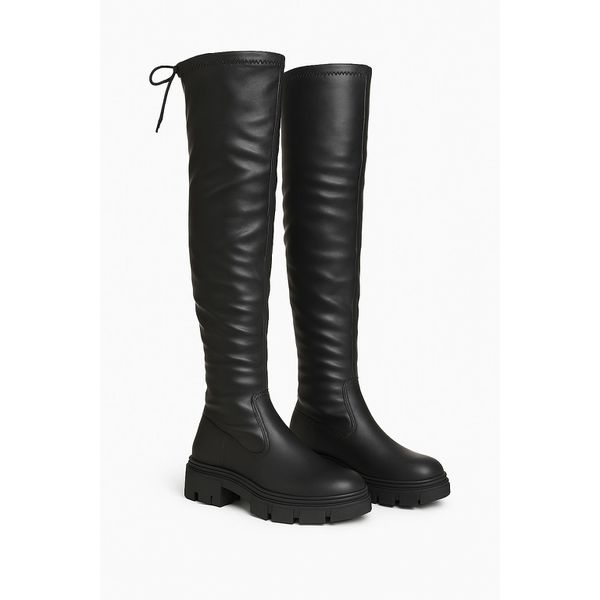 Bota Feminina Over-the-kenn Cano Longo Blogueira Tratorada