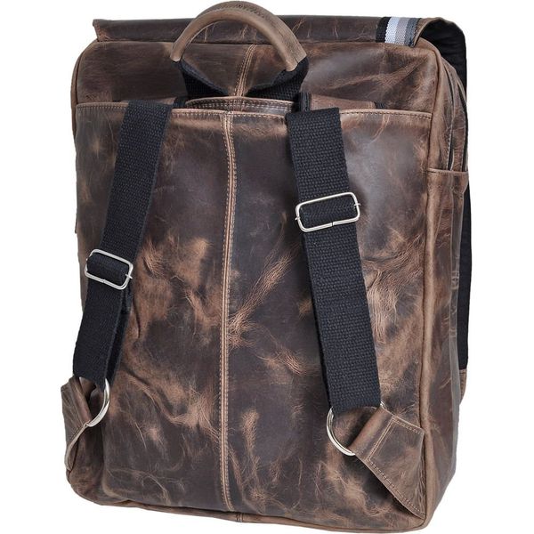 Mochila em Couro Com Suporte Para Notebook Removível 