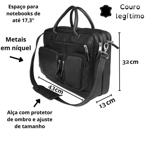 Pasta Executiva Grande Em Couro Para Notebook de 17&quot; Polegadas 