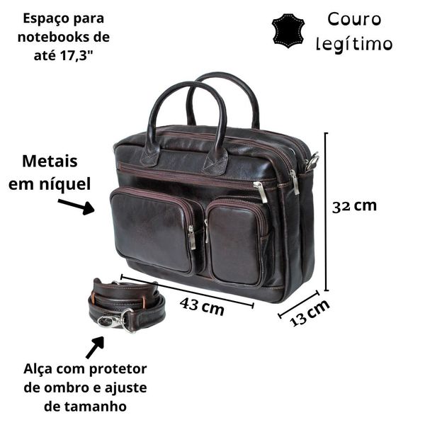 Pasta Executiva Grande Em Couro Para Notebook de 17&quot; Polegadas 