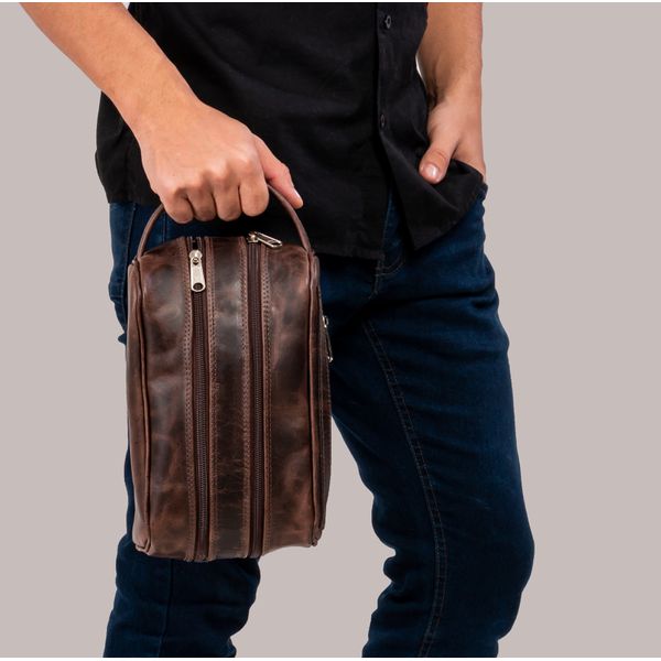 Necessaire Unissex Em Couro Legítimo 