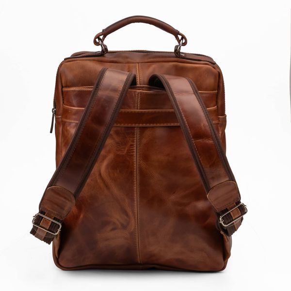 Mochila em Couro Com Suporte Para Notebook Removível