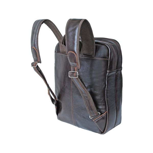 Mochila Em Couro Com Suporte Para Notebook Removível 