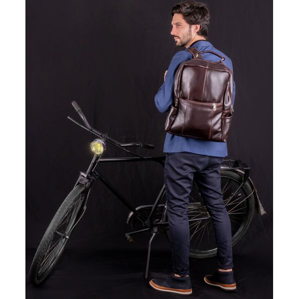 Mochila Executiva Design Em Couro Legítimo Para Notebook 