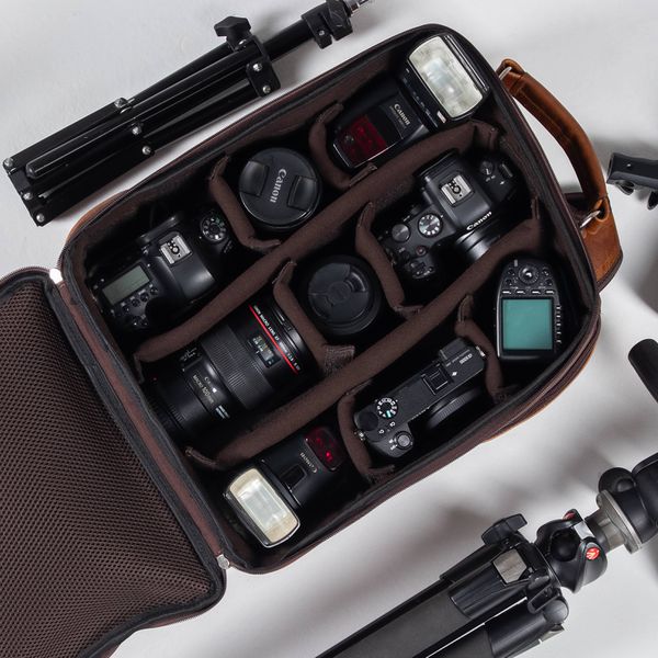 Mochila Fotográfica Câmera Profissional Em Couro Legítimo