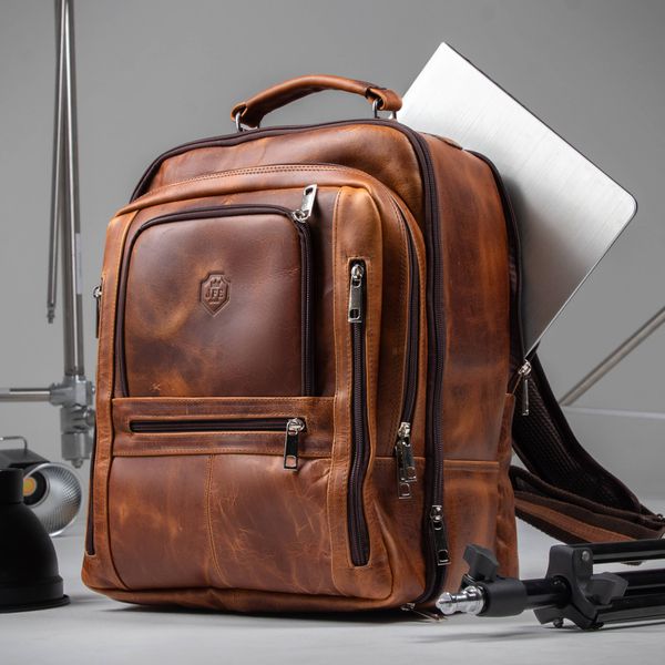Mochila Fotográfica Câmera Profissional Em Couro Legítimo
