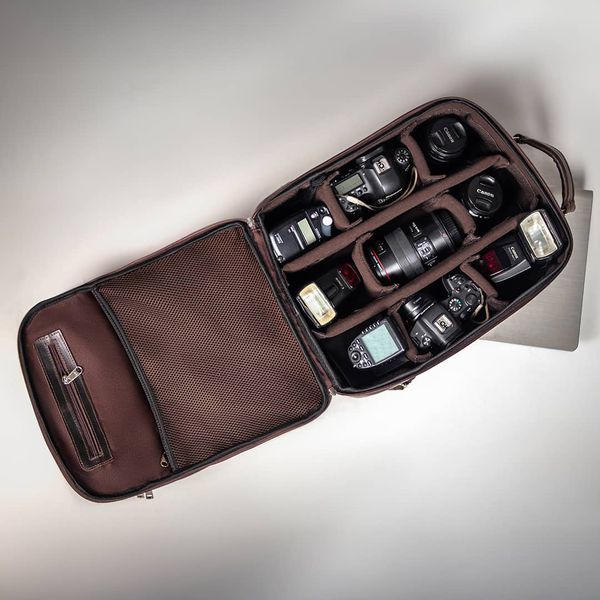 Mochila Fotográfica Câmera Profissional Em Couro Legítimo