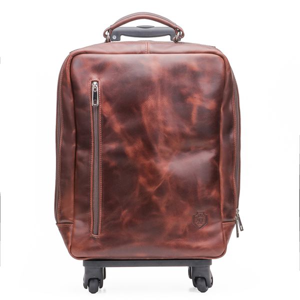 Mochila de Bordo Com Rodinha 360° em Couro Legítimo 