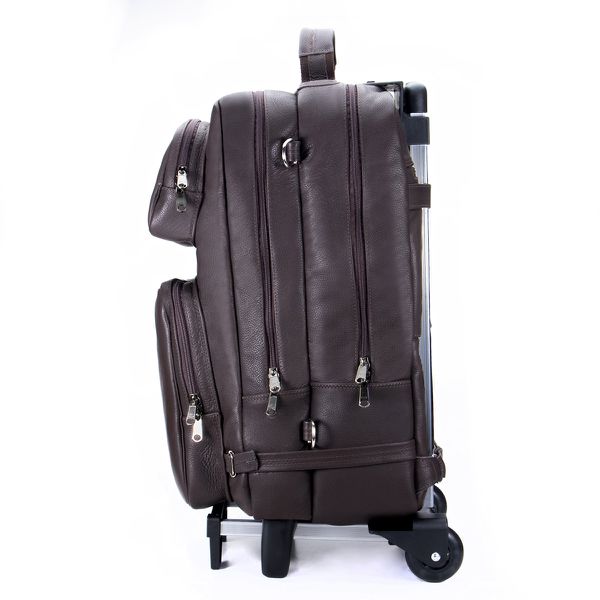Mochila Multiuso Rodinha Para Viagem Em Couro Legítimo 