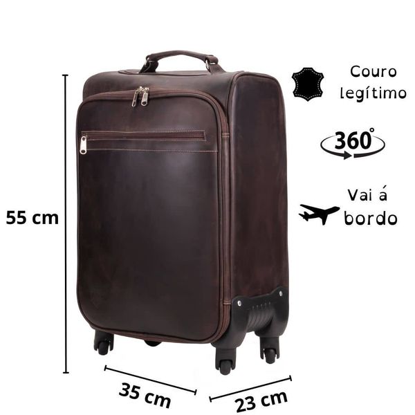 Mala de Viagem Com Rodinha 360° em Couro Legítimo 