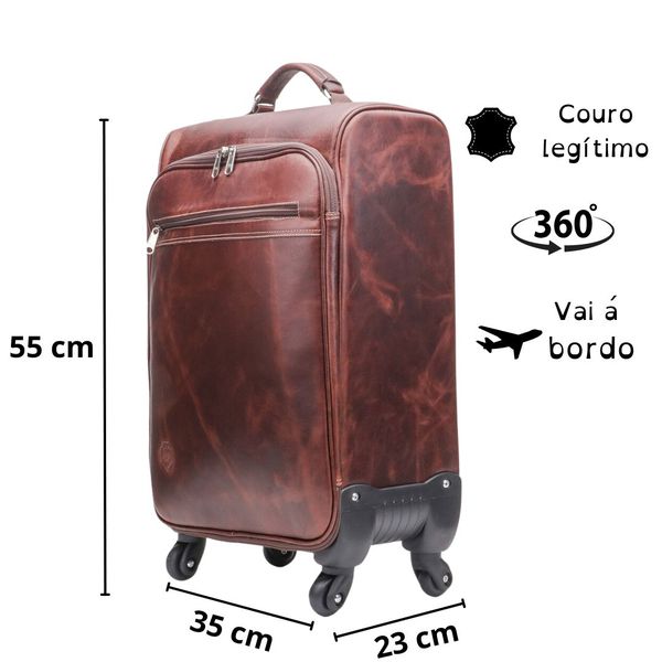 Mala de Viagem Com Rodinha 360° em Couro Legítimo