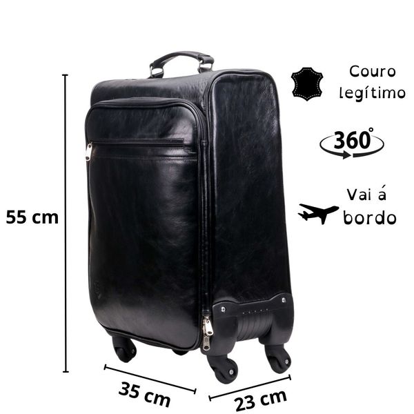 Mala de Viagem Com Rodinha 360° em Couro Legítimo 