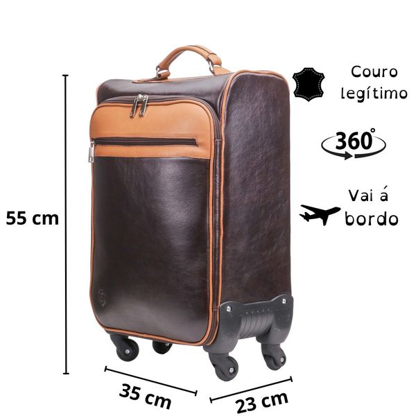 Mala de Viagem Com Rodinha 360° em Couro Legítimo 