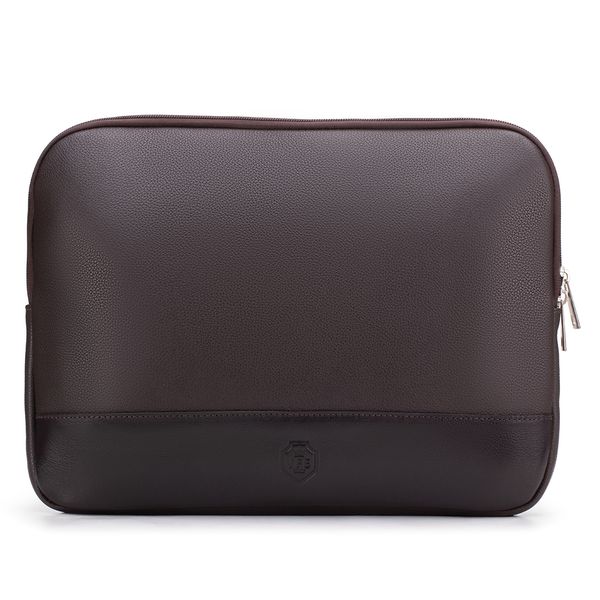 Case Compacta Com Bolso Para Notebook em Couro Legítimo